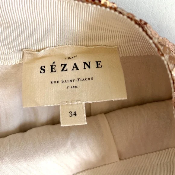 Sezane Magalia Skirt Sequined Midi Skirt Gold size 2 - Picture 8 of 16
